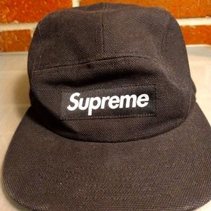 Supreme black canvas 5-panel cap